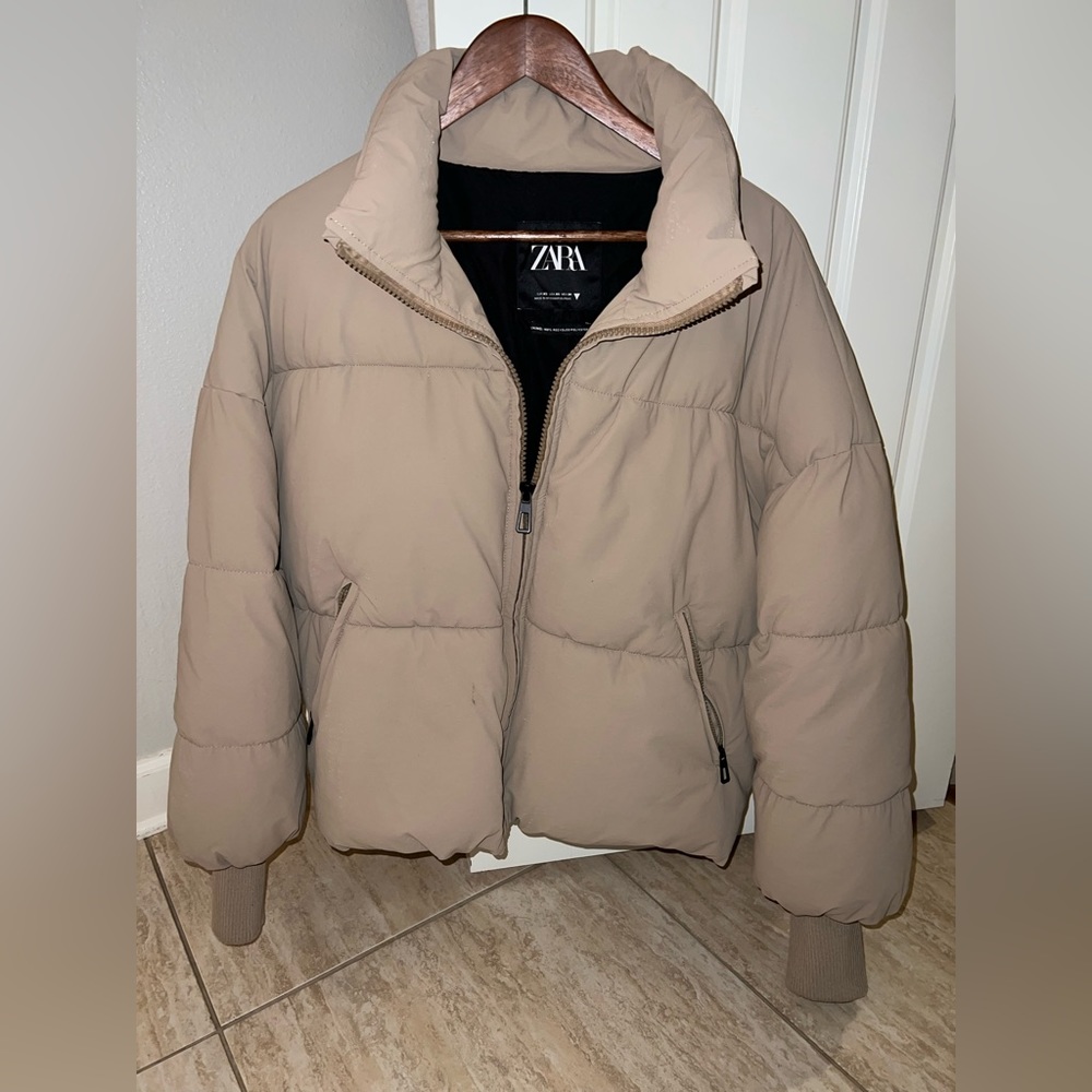 Zara Beige Puffer Jacket